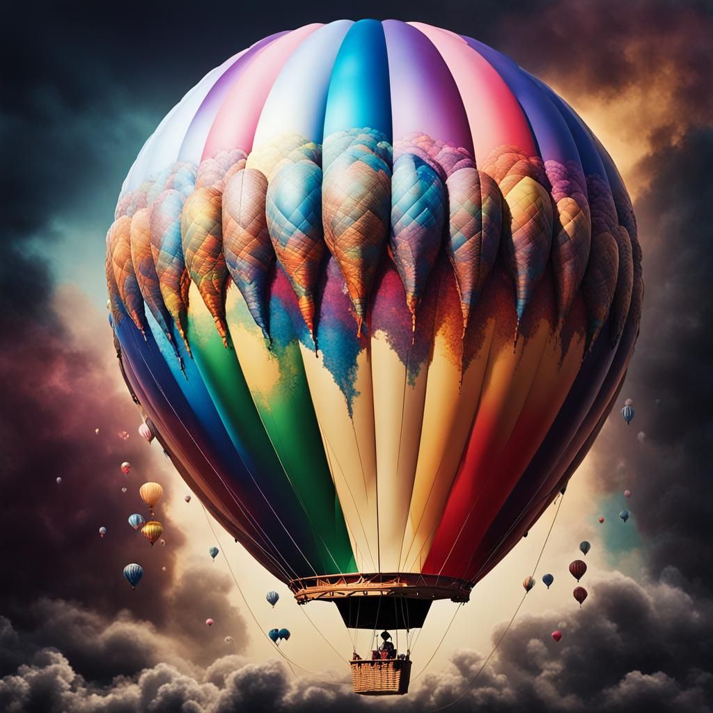 Hyperrealistic Air Balloon Splash Art with Bokeh