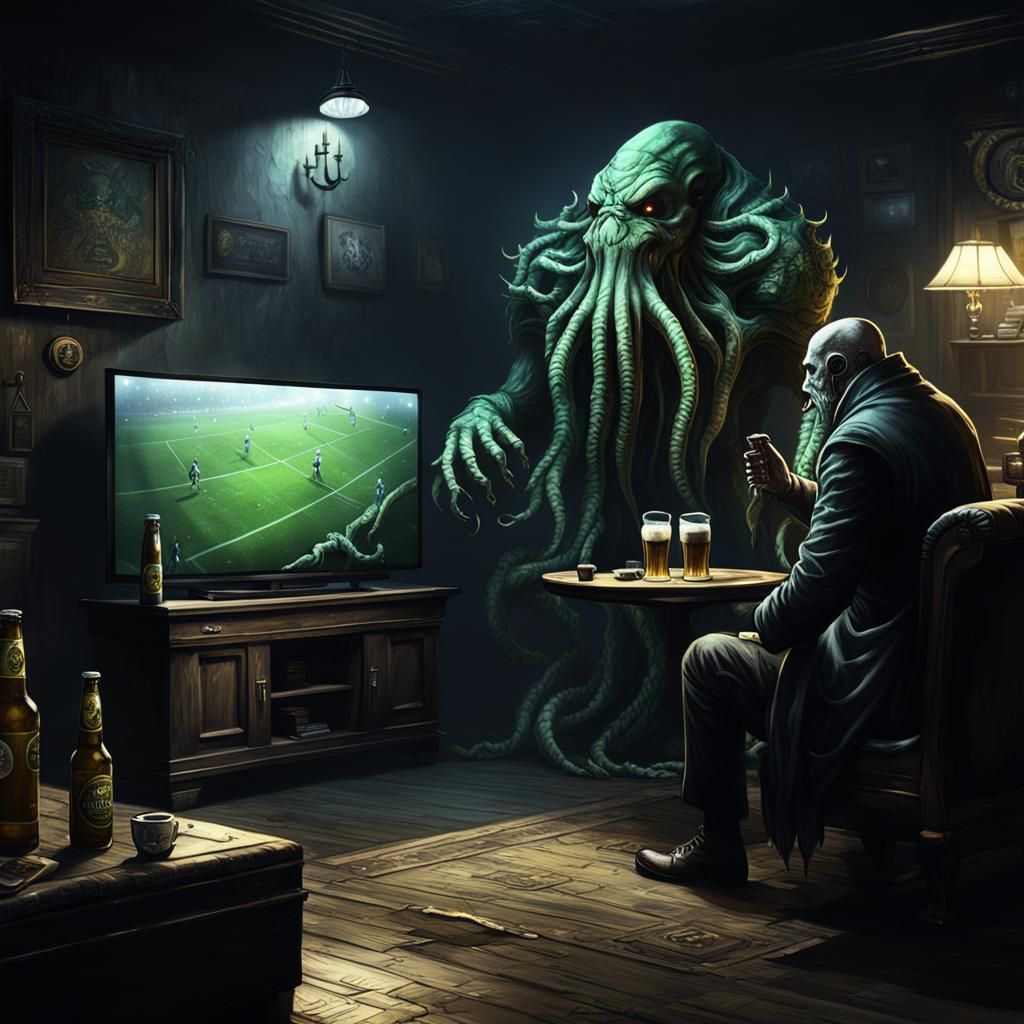 Cthulhu and Old Gods Watch Football