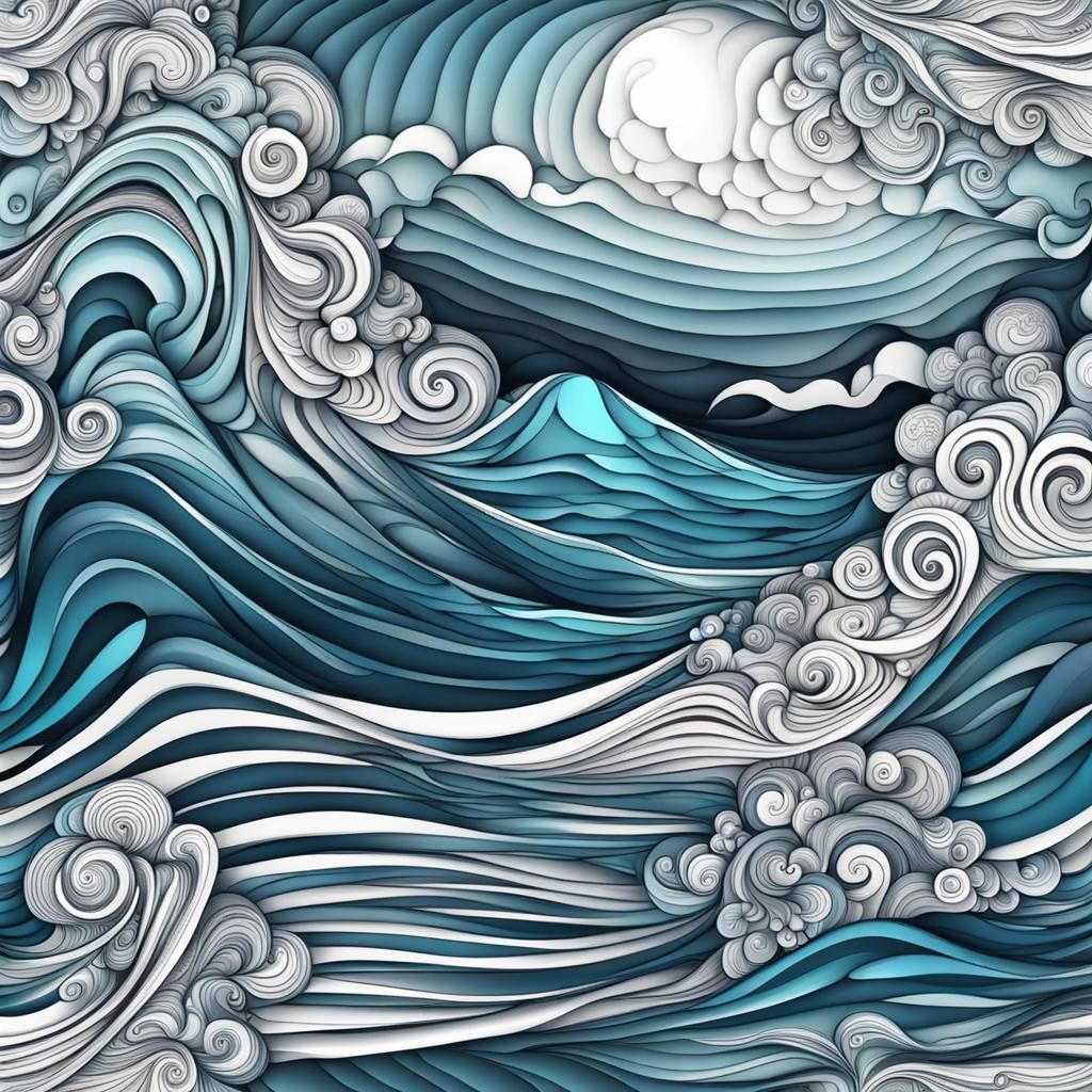 Abstract Sea and Rock Fractal Design