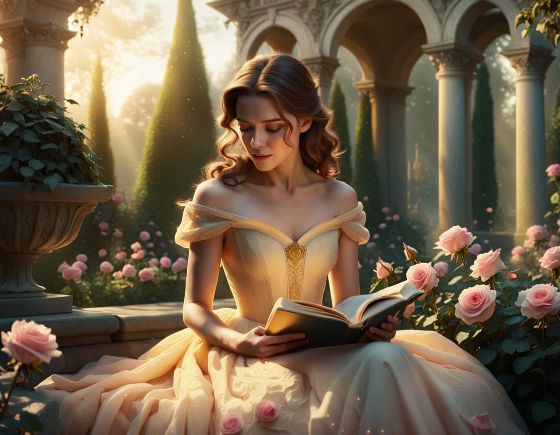 Belle in Rose Garden: Cinematic Digital Matte Painting