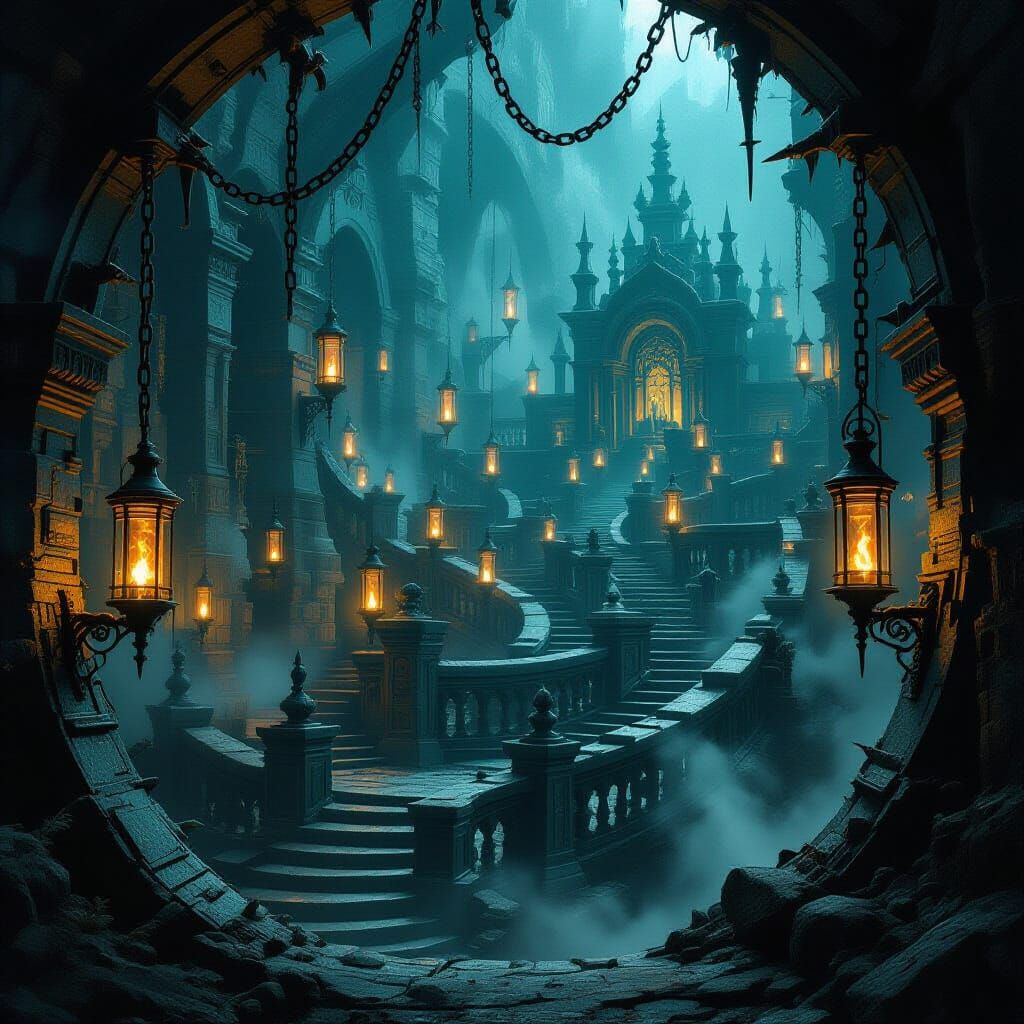 Gothic Metal Maze with Eerie Glows