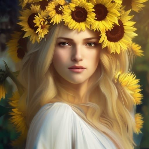 Sunflower Portrait in Hyperrealistic Style