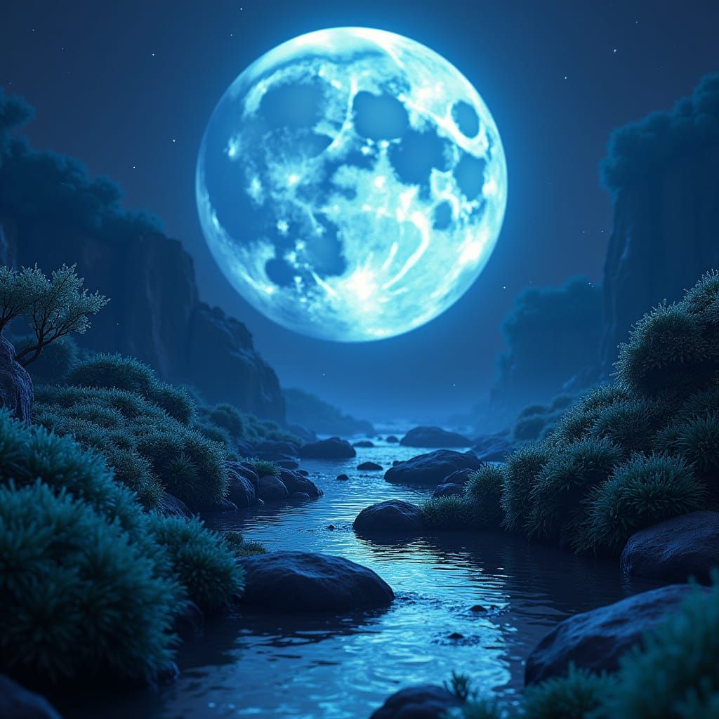 Phosphorescent Moonveil Moss Fantasy Concept Art