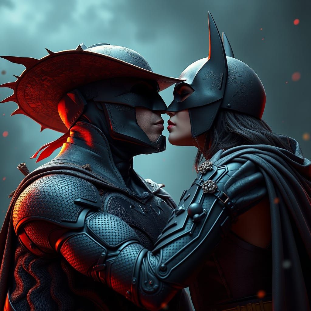 Batman Whispers to a Female Scarecrow in a Fantastical Night...