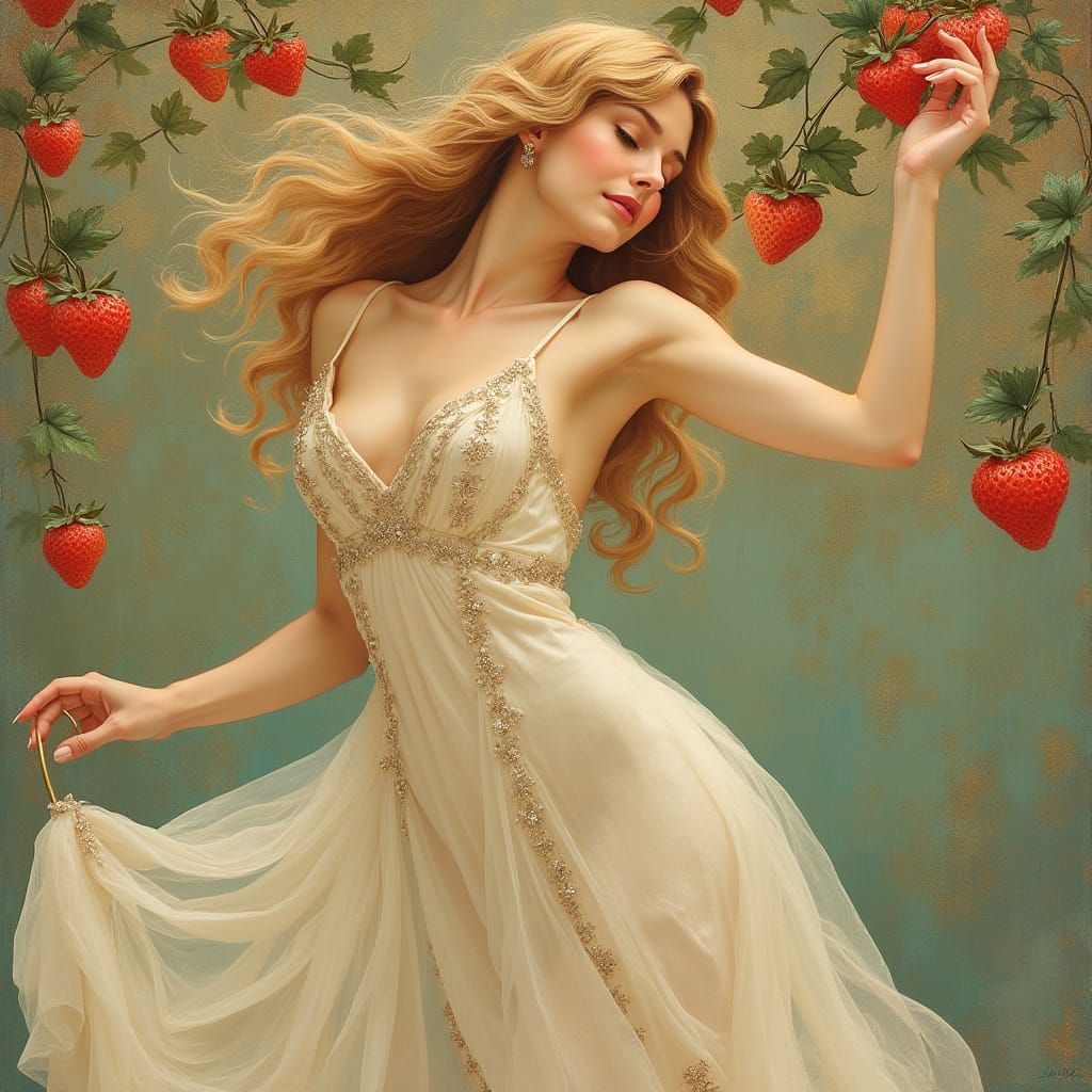 European Woman in Pastel Colors, Delicate Mousseline Dress, ...