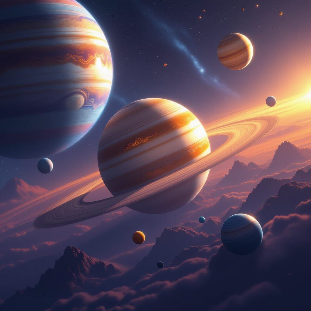 Epic Matte Painting of the Solar System in Deep Colors