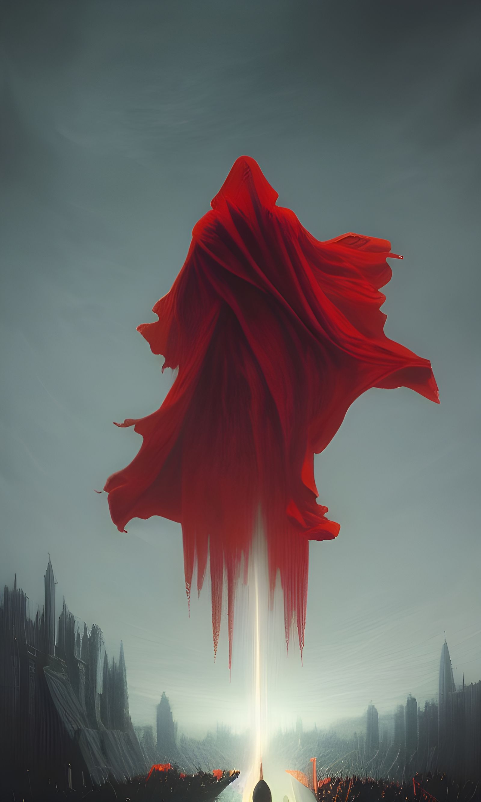 Red Cloak Confronts Doomsday: Hyperdetailed Poster Art