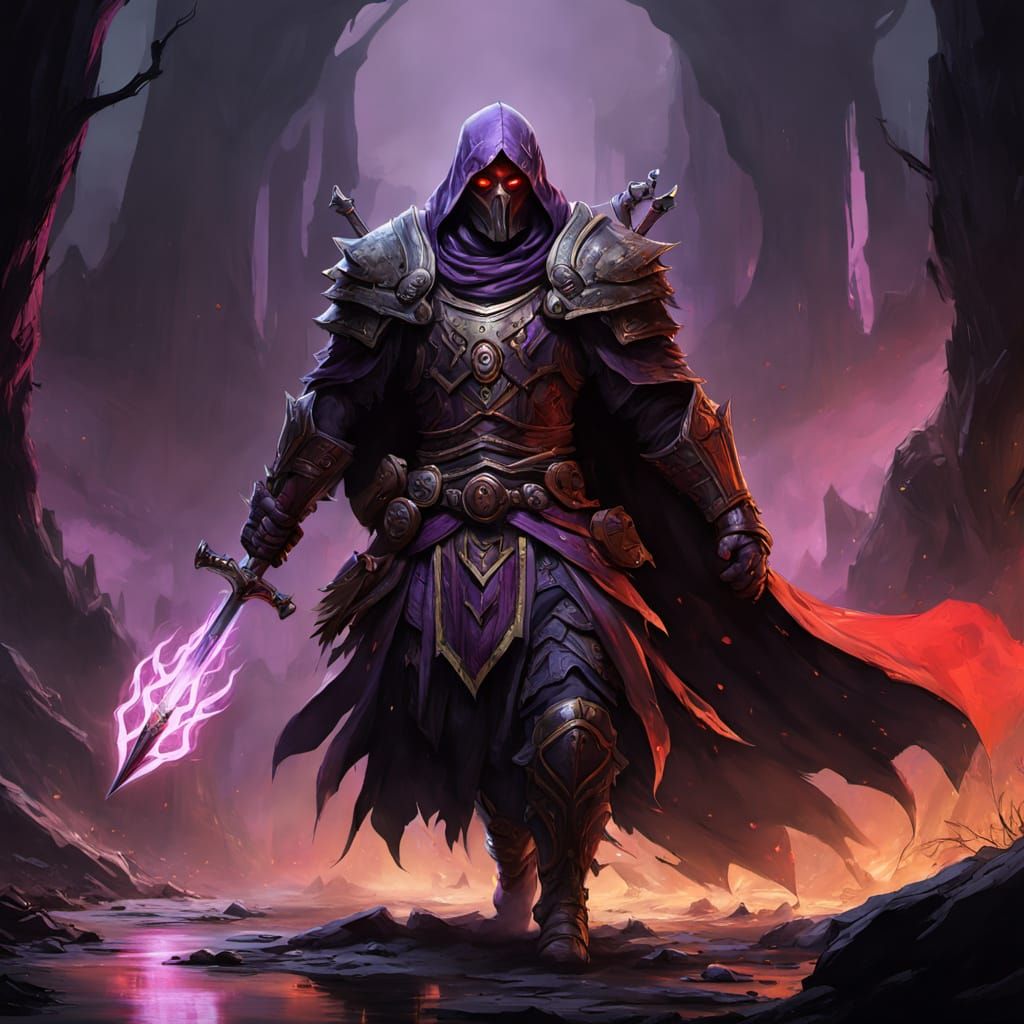 Dark Fantasy Warrior with Red Spirits Concept Art
