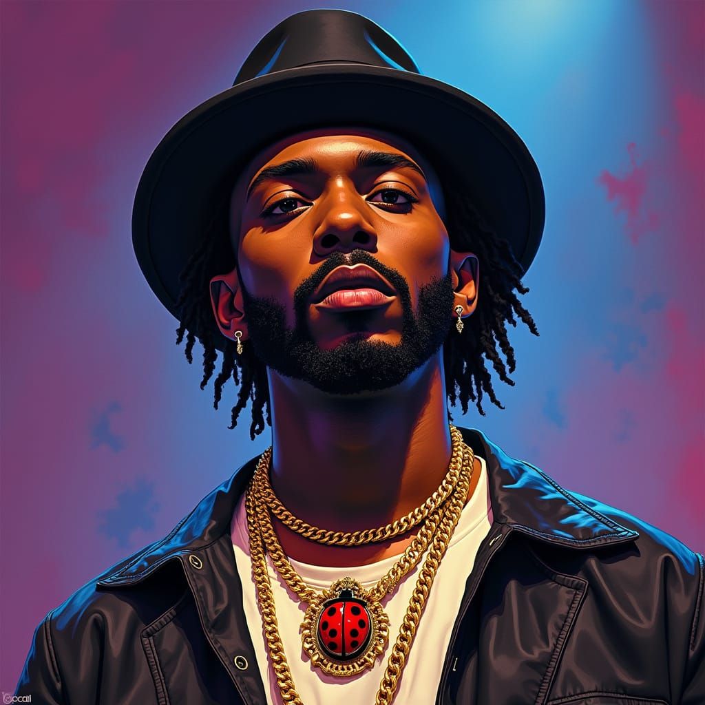 Gangster Rapper with Ladybug Medallion, in Contemporary Styl...