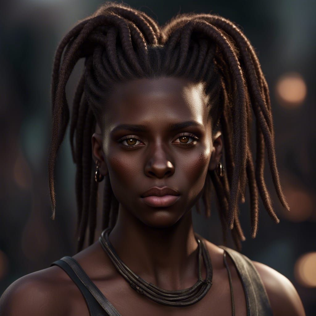 Detailed Matte Painting of Muscular Person with Dreadlocks