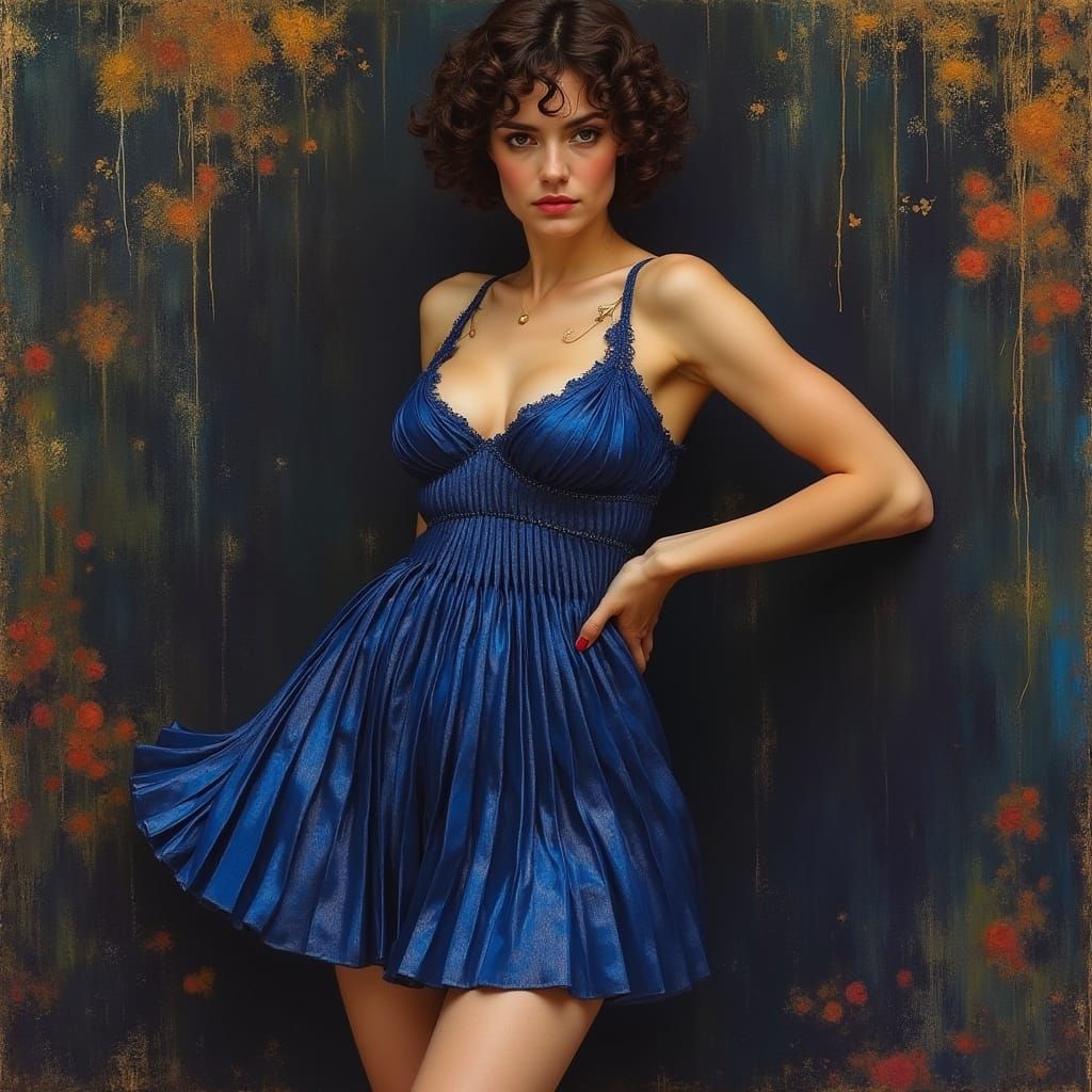 Italian Woman in Metallic Dress, Art Nouveau Style