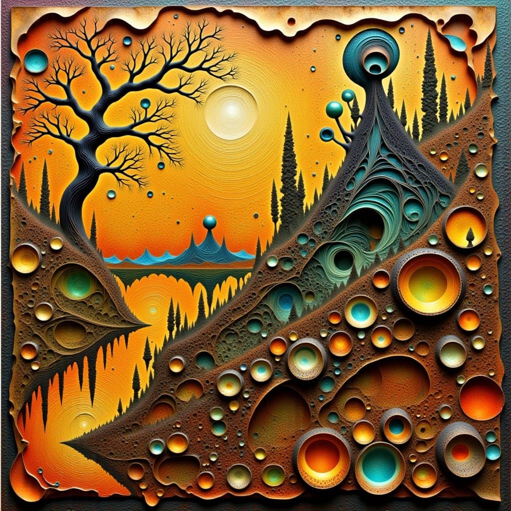 Encaustic Impasto Masterpiece in Earthy Tones