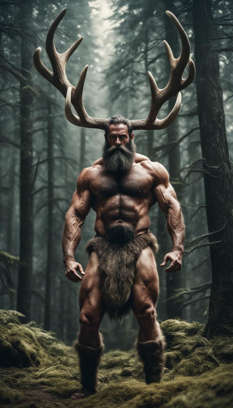 Cinematic Satyr God with Antlers