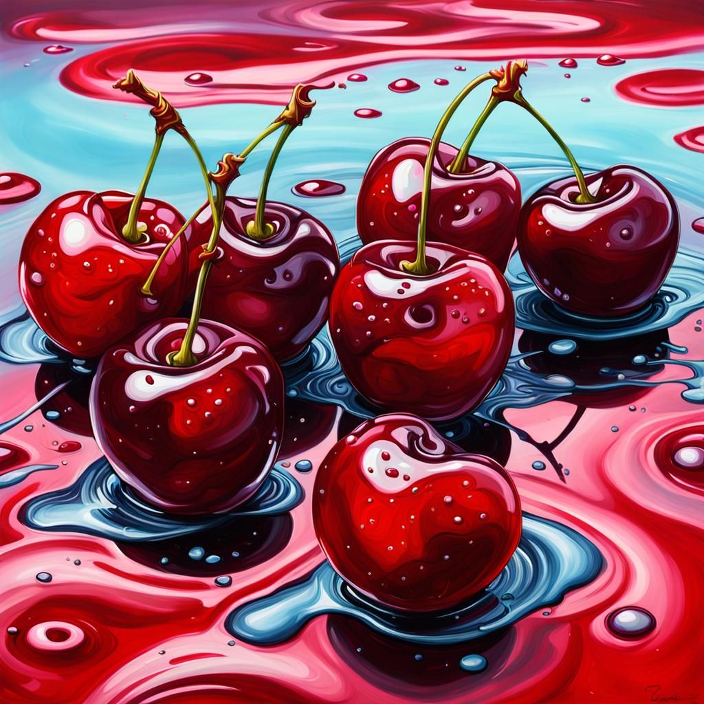 Surreal Cherry Blooms in a Cosmic Dreamscape