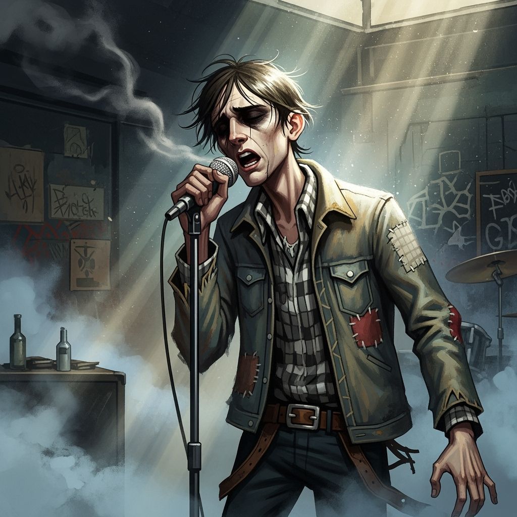 Melancholic Musician Sings the Blues in Dimly Lit Club