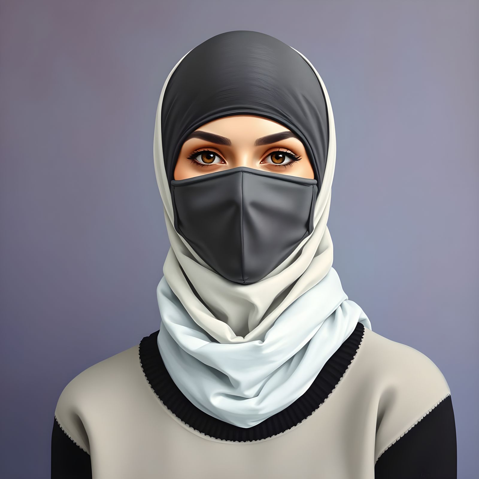 Minimalist Oil Painting of Woman in Hijab