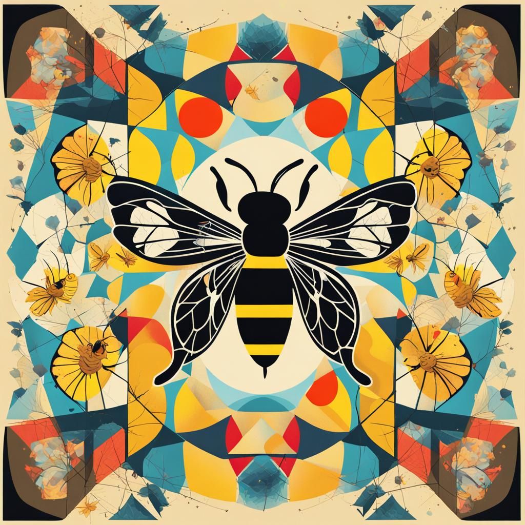 Bee and Butterfly in Magical Garden: Pop Art