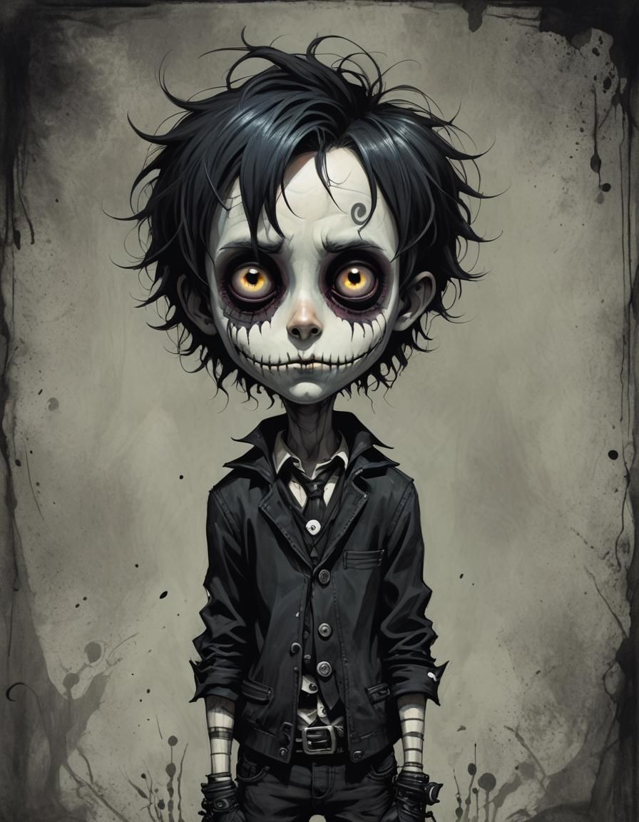 Cute Emo Boy in Tim Burton Style