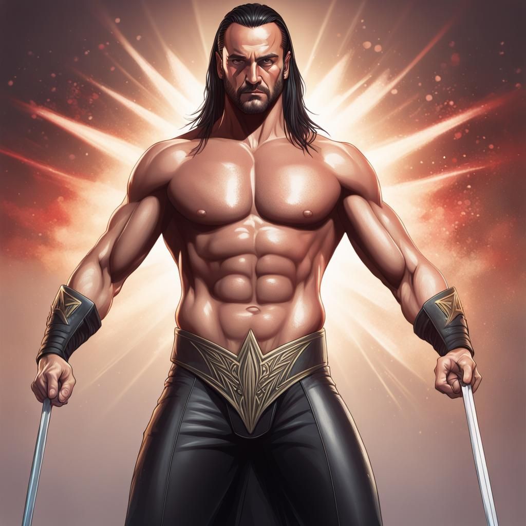 Drew McIntyre with Claymore Sword: Hyperdetailed Portrait