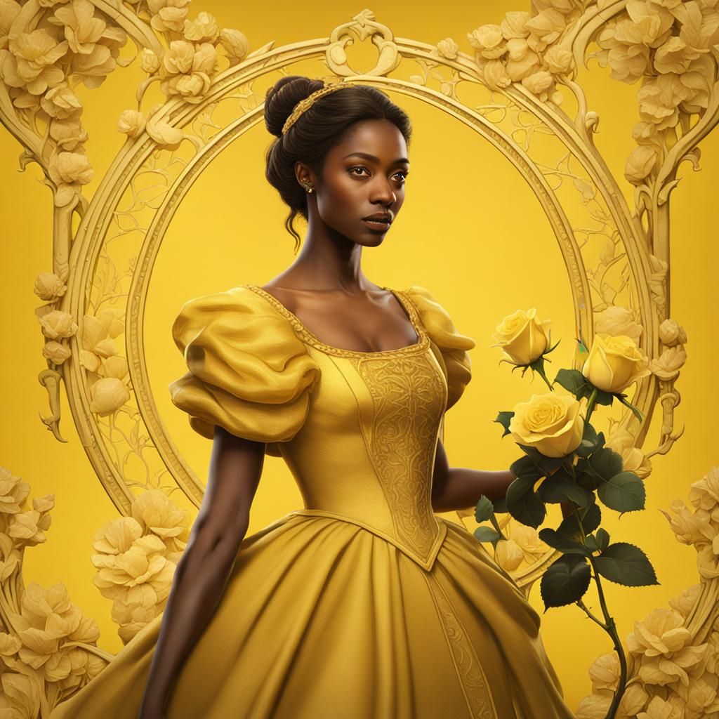 Belle in Yellow: An Art Nouveau AI Portrait