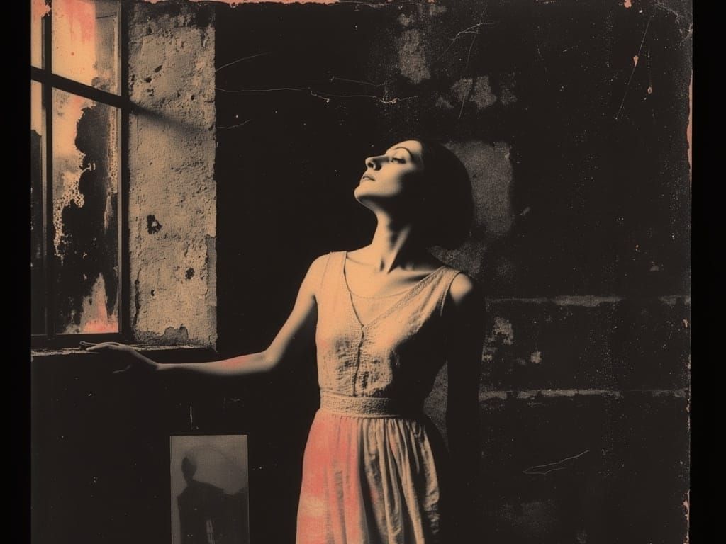Woman by Window in Vibrant Autochrome Style