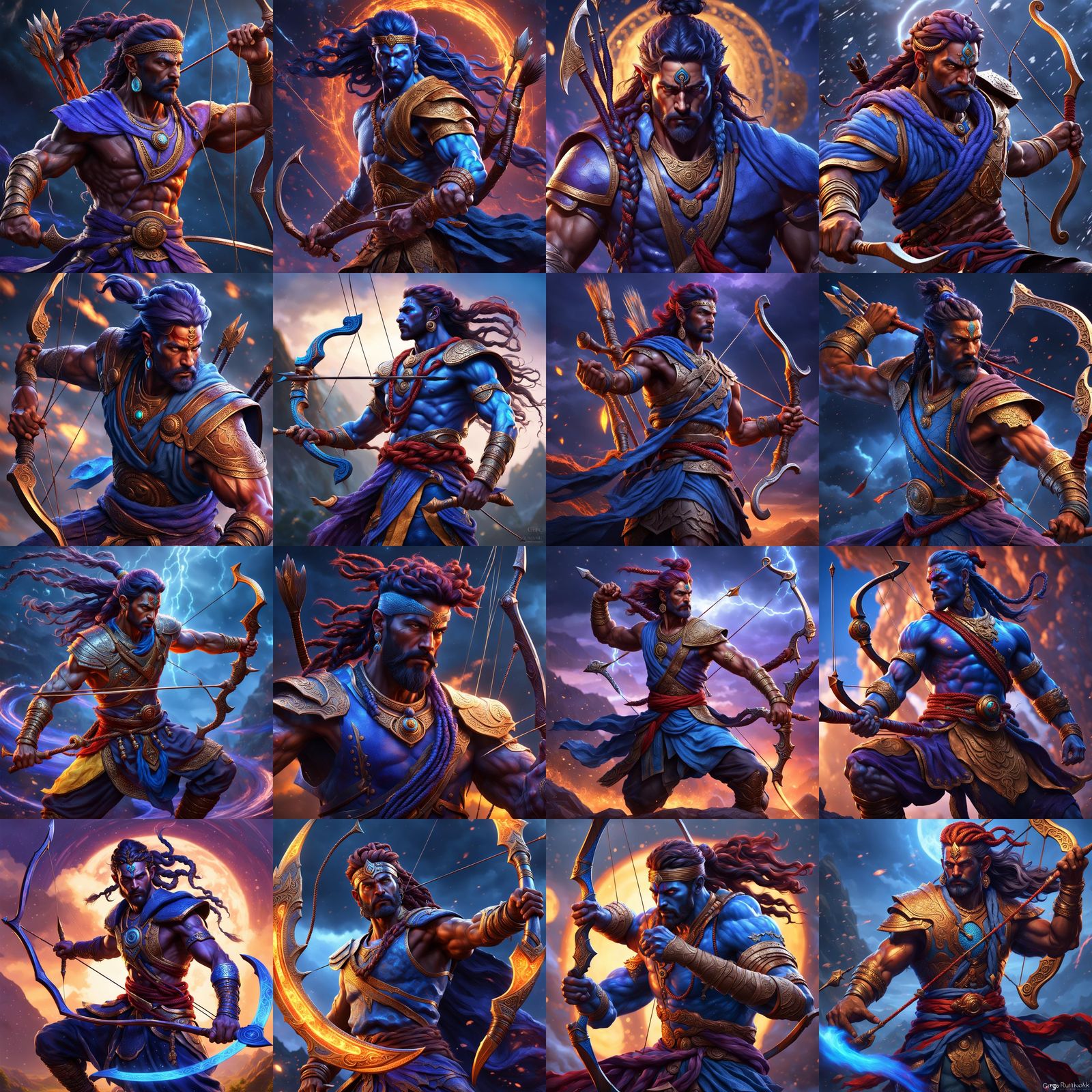 Rudra Vedic Storm God Archer: Fantasy Concept Art