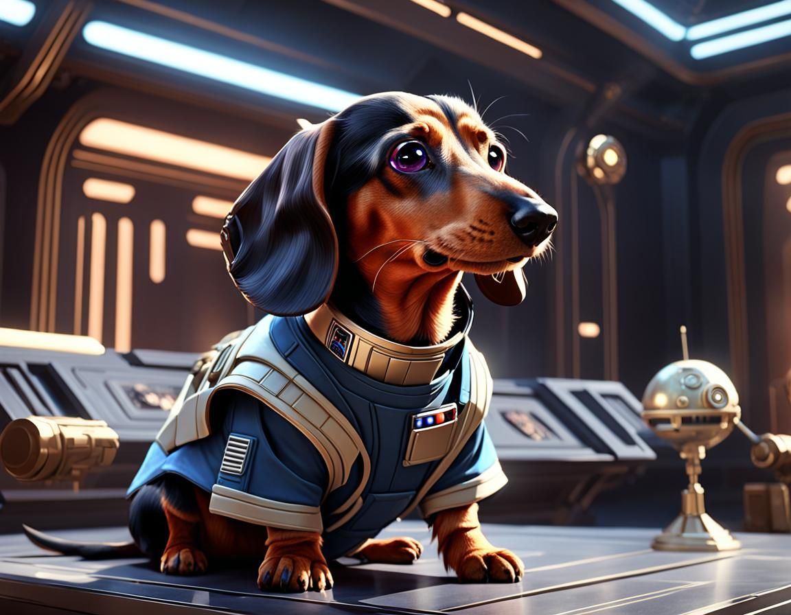 Dachshund at Galactic Senate: 3D Anime Art