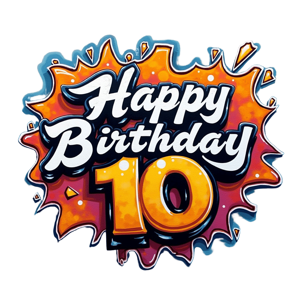 Graffiti Art: Happy Birthday 10 in Comic Style