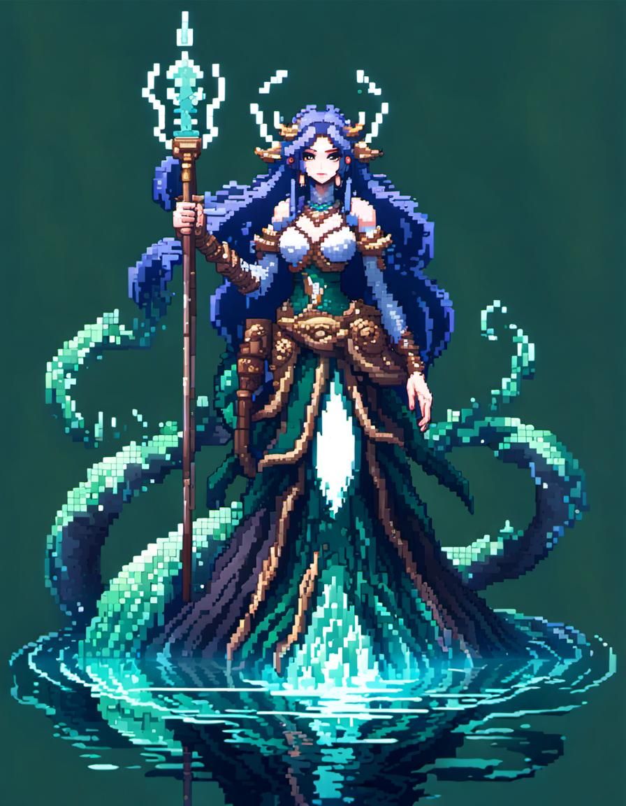 Pixel Art Lamia Monster in Realm of Gods