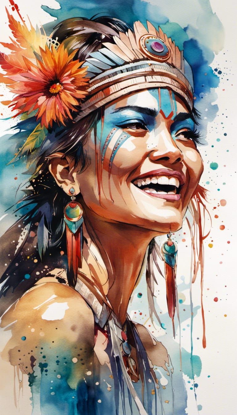 Aztec Blind Man's Buff in Watercolor Manga Style