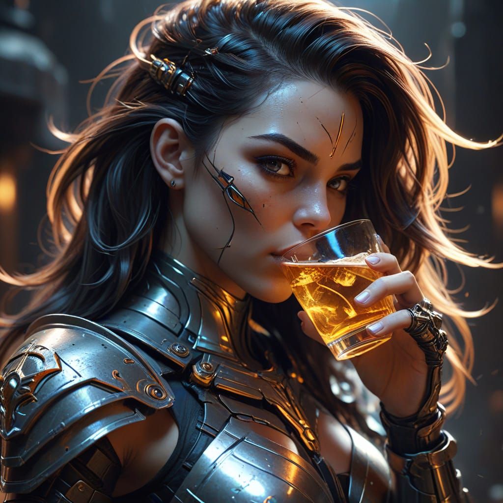 Warrior Woman with Cybernetic Implants