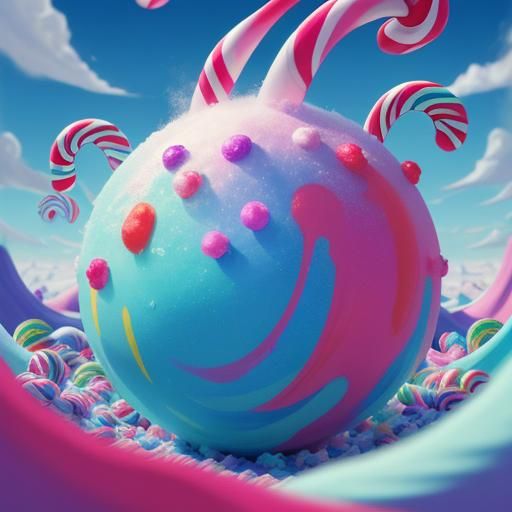 Surreal Candy Art with Demonic Cane Monster