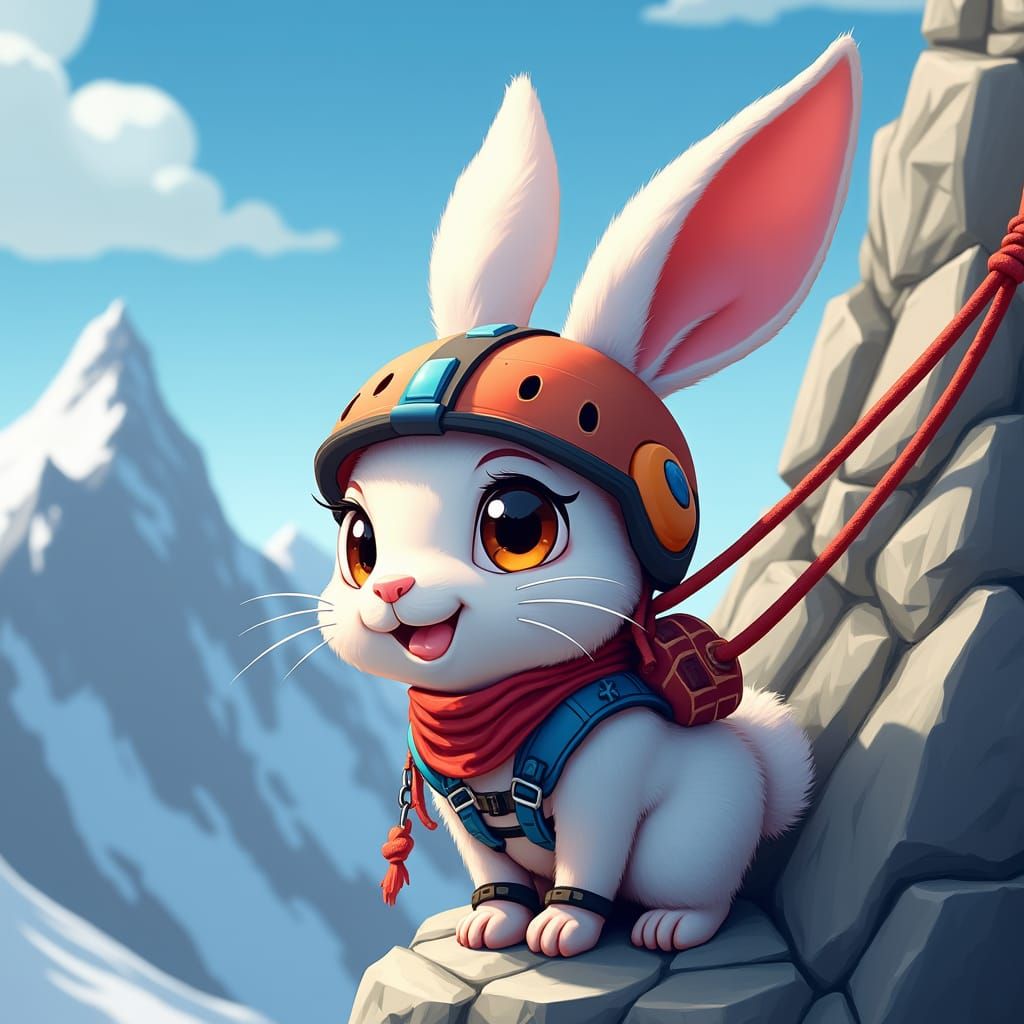 Manga Rabbit Ready for Mountain Climb