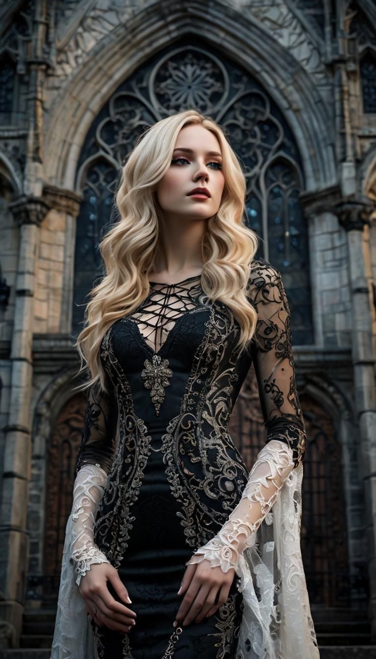 Gothic Tattooed Bride in Starry Dark Fantasy