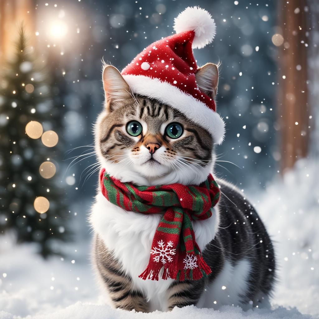Cute Cat's Whimsical Christmas Holiday