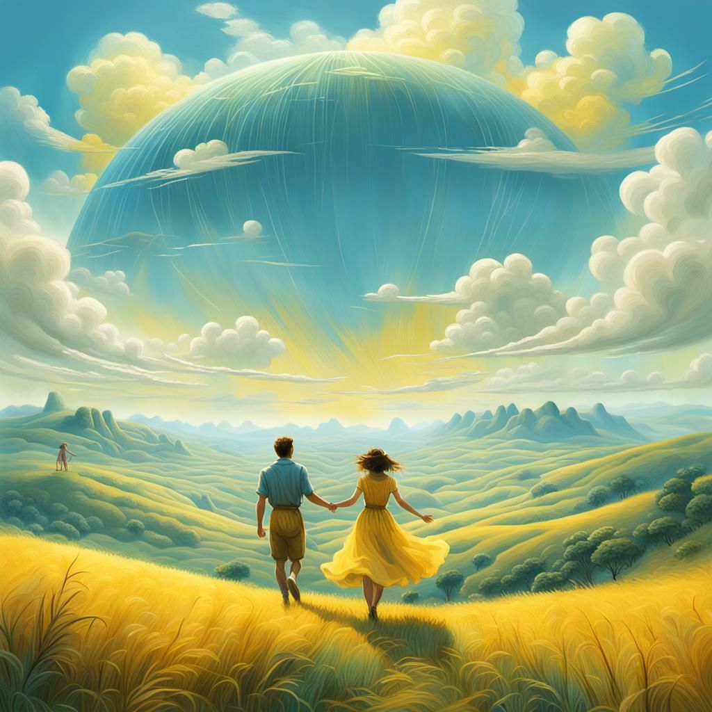 Couple Dancing in Fantasy Landscape, Digital Matte Painting