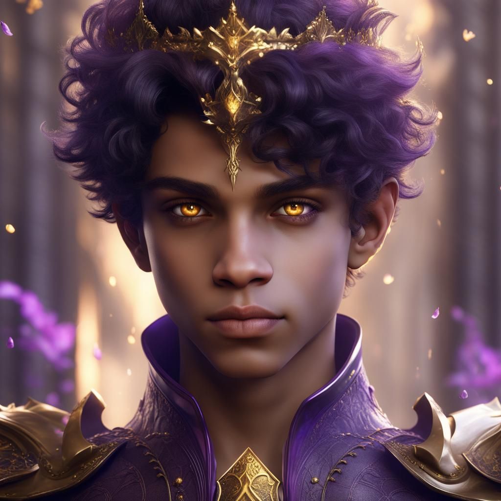 Fantasy Prince with Golden Eyes: Detailed Digital Portrait