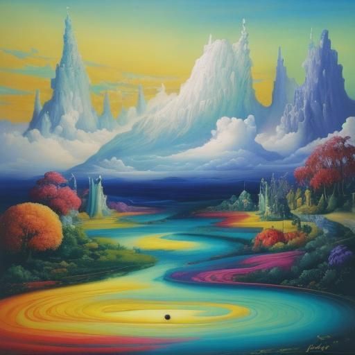 Surreal Woman with Apple in Ethereal Garden