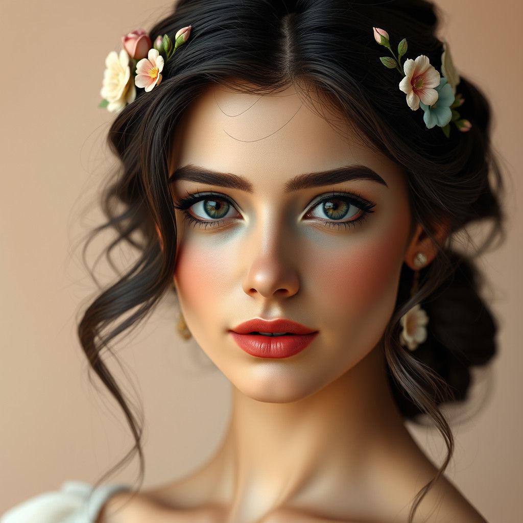 Ballerina with Floral Crown in Digital Art Style