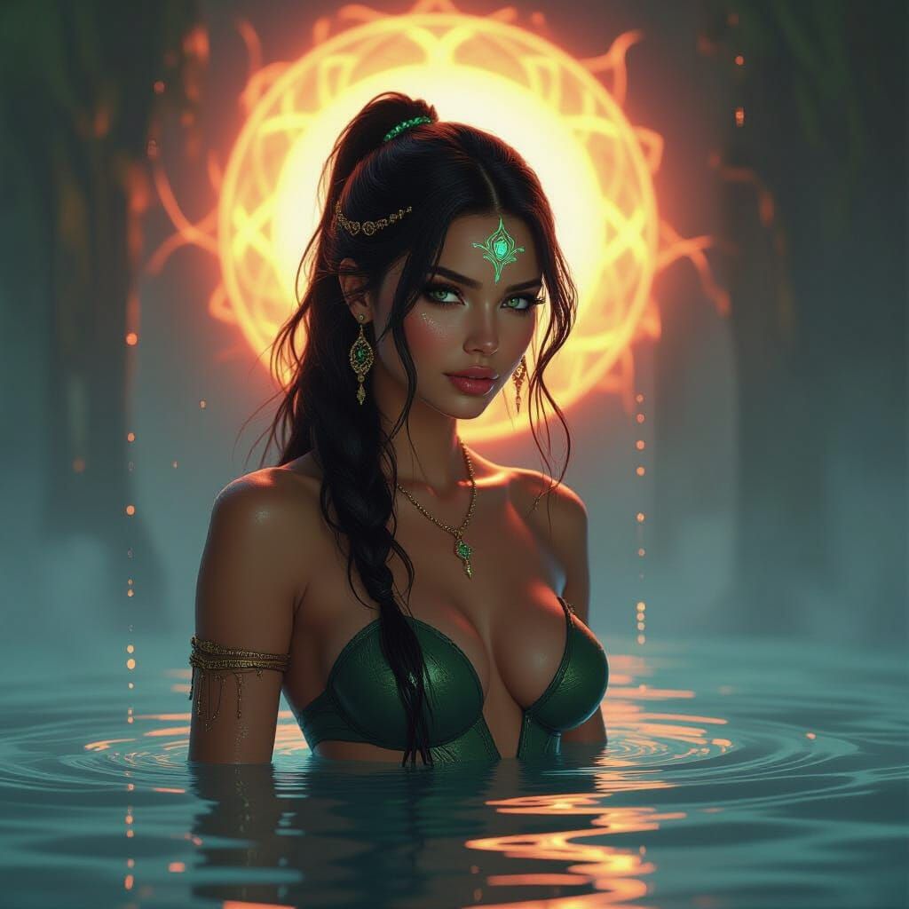 Ethereal Goddess with Bioluminescent Skin in 8k