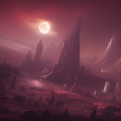 Fantastical Lunar City in Detailed Matte Painting