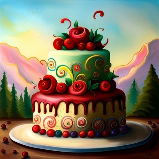 Vibrant Candyland Birthday Cake with Bold Script