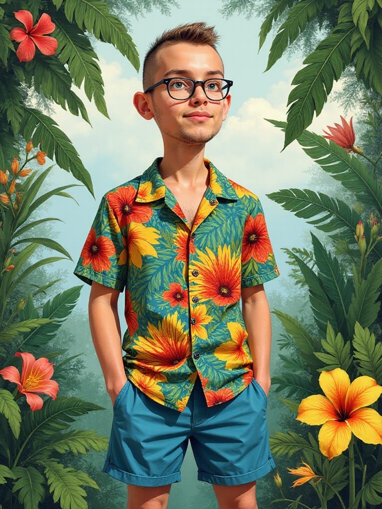 Tropical Nerdcore: A Whimsical Illustration