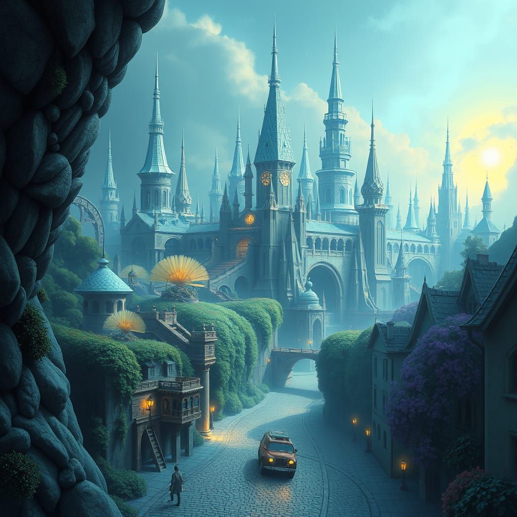 Mystical Metropolis with Iridescent Spires