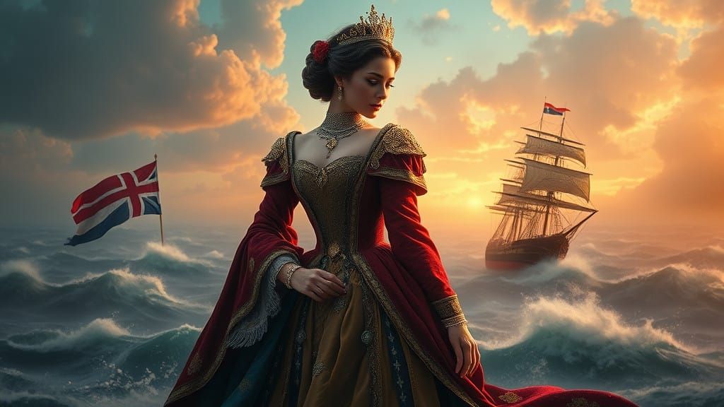 Heroic Enigma: Majestic Woman Dominates Dreamlike Battlefiel...