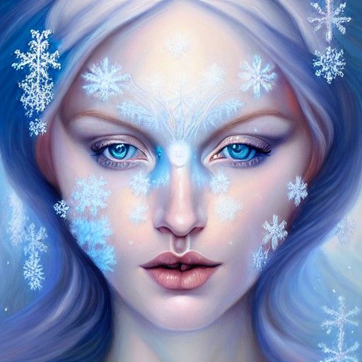 Icy Woman Portrait in Digital Painting Style