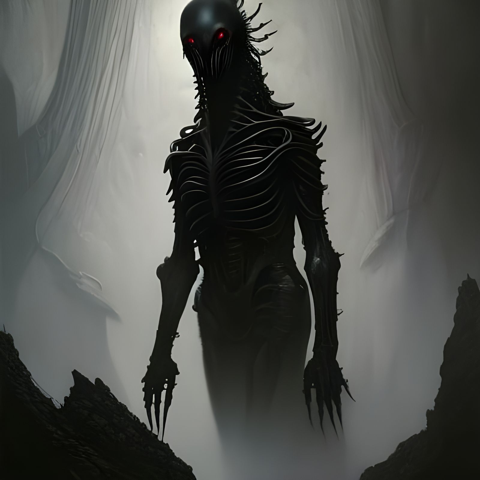 Alien Nazgul Hybrid Portrait in Horror Style