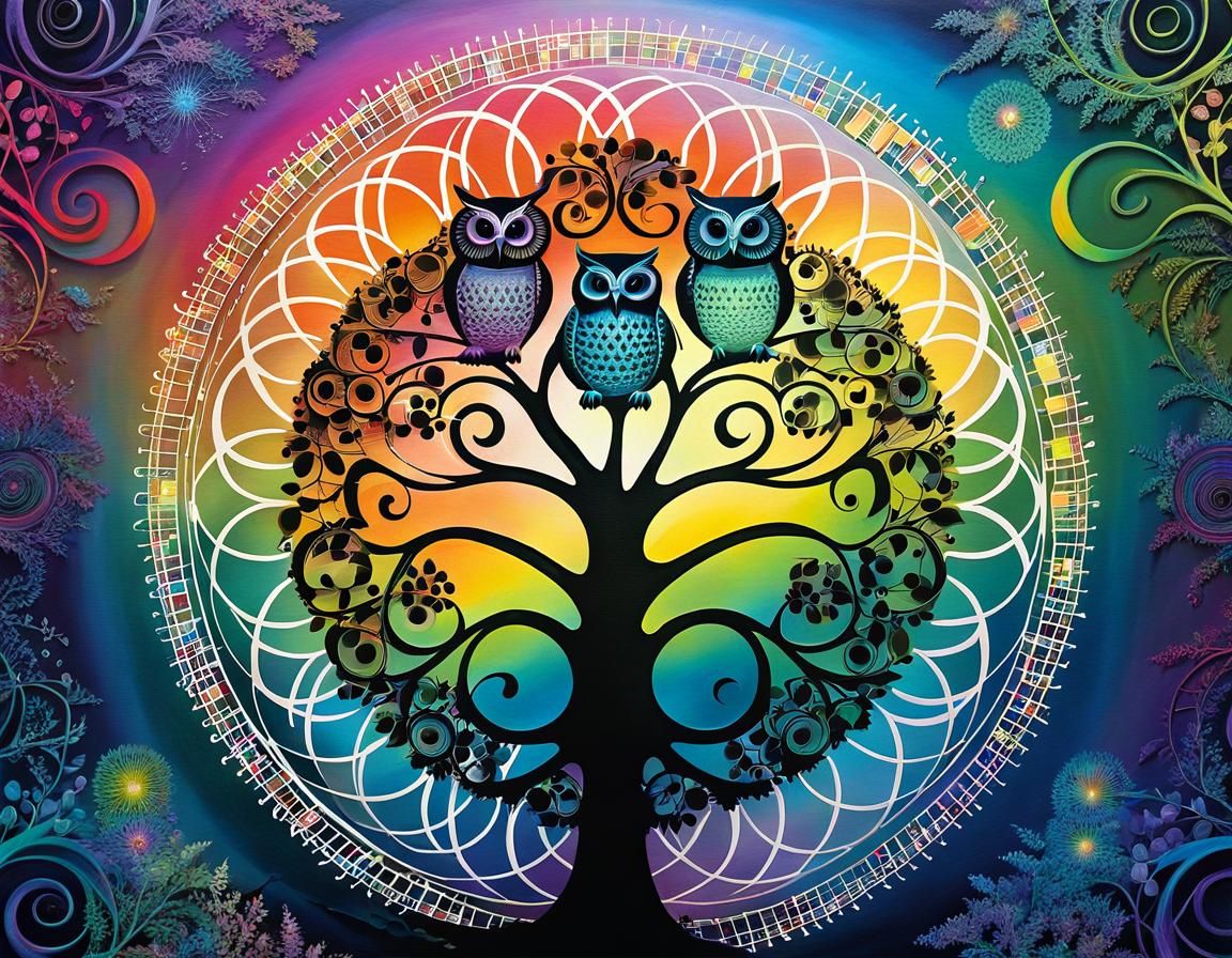 Surreal Mixed Media Tree of Treble Clef