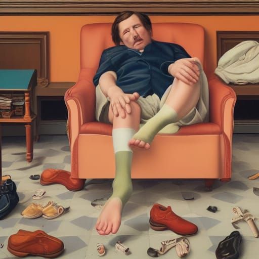 Surreal Oil Painting of Foot Fetishist in 8K