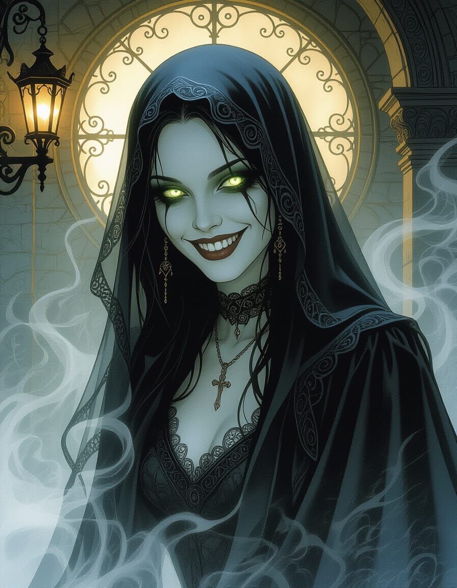 Gothic Romance: Banshee Meets Warrior in Dark Fantasy Art